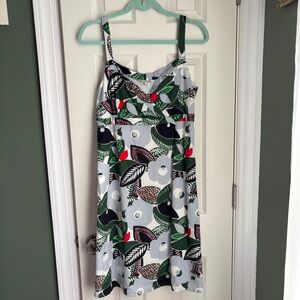 Boden Linen Blend Strappy Sundress with Large Blue Florals